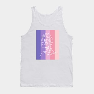 Pastel Stripes Abstract Face Tank Top